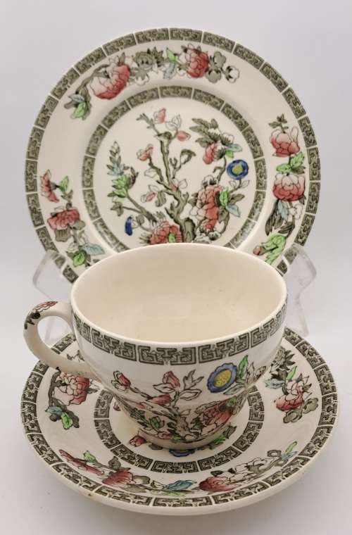Vintage Johnson Bros `Indian Tree` Tea Trio Hand Engraved IRONSTONE England 12 Available