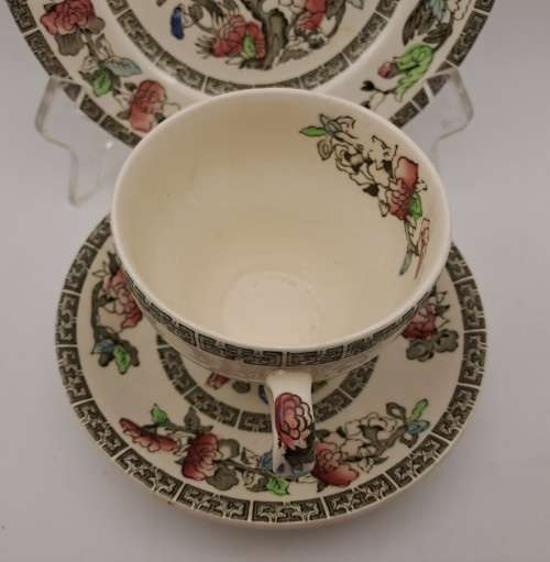 Vintage Johnson Bros `Indian Tree` Tea Trio Hand Engraved IRONSTONE England 12 Available