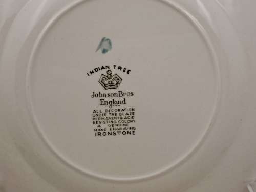 Vintage Johnson Bros `Indian Tree` Tea Trio Hand Engraved IRONSTONE England 12 Available