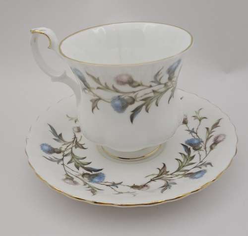 Vintage Royal Albert BRIGADOON  Coffee duo -England -(CUP HAS HAIRLINE CRACK))