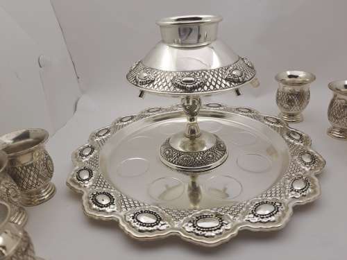 Silver Plated Kiddish fountain with 8 small cups