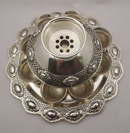 Silver Plated Kiddish fountain with 8 small cups