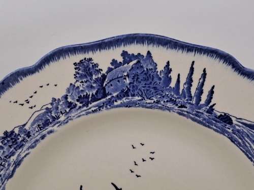 1930's Royal Doulton Norfolk D6394 Blue & White Plate 265mm (HAIRLINE CRACK)
