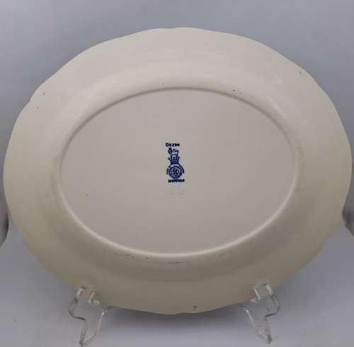 1930's Royal Doulton Norfolk D6394 Blue & White Oval Plate 280mm x230mm