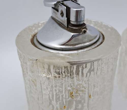 Antique /Vintage Glass Table Gas Lighter and Ashtray (Lighter not tested ) has a few chips