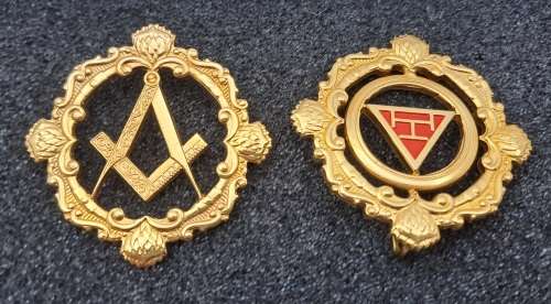 2 Masonic (free Mason ) Jewels 43x43mm