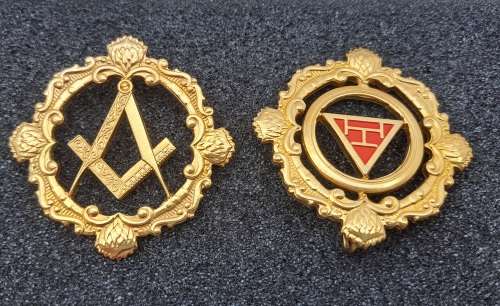 2 Masonic (free Mason ) Jewels 43x43mm