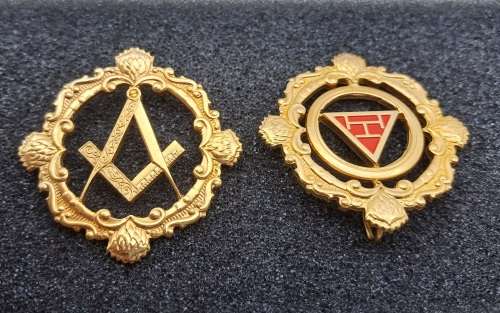 2 Masonic (free Mason ) Jewels 43x43mm