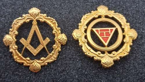 2 Masonic (free Mason ) Jewels 43x43mm