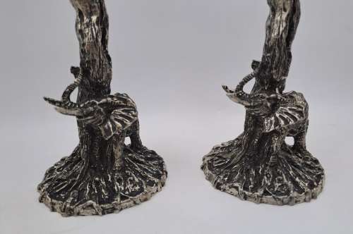 Beautiful Original Artwork By Andy C -Designer Wine Glasses with metal stems (Elephants)