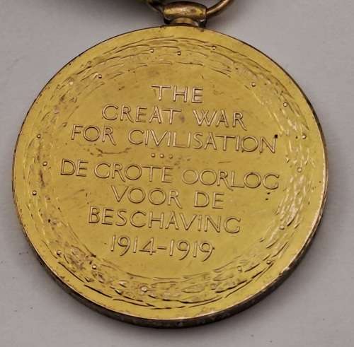 1914-1918  - WW1 The Great War of Civilisation Medal Engraved  -KONDR. L.C. VAN DIGGELEN Z.A.D.K