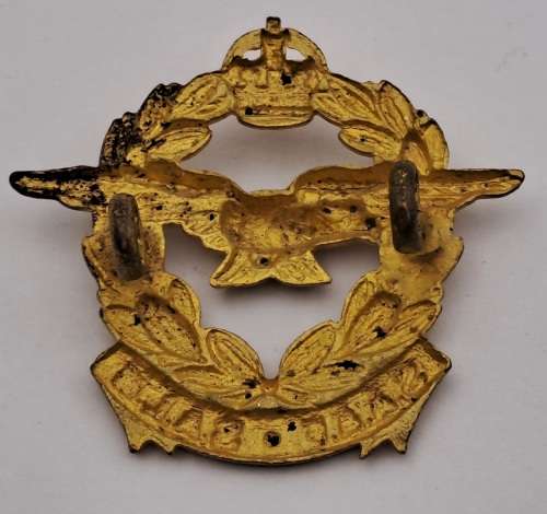 WW2 South African Airforce S.A.A.F -S.A.L.M  Officer Brass Cap Badge 37x32mm