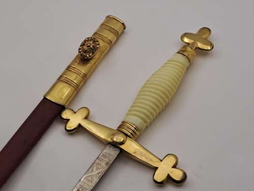 Antique/ Vintage Toye Kenning and Spencer ceremonial Masonic sword in Red scabbard (Toledo Spain)