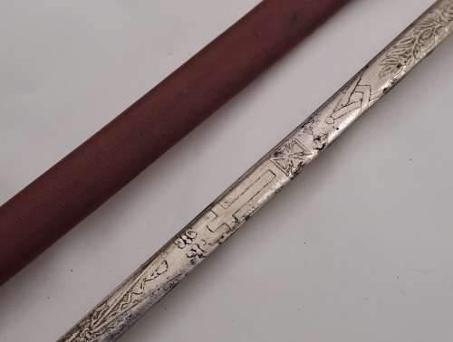 Antique/ Vintage Toye Kenning and Spencer ceremonial Masonic sword in Red scabbard (Toledo Spain)