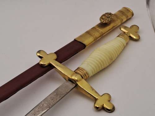 Antique/ Vintage Toye Kenning and Spencer ceremonial Masonic sword in Red scabbard (Toledo Spain)