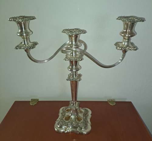 Large  Antique/ Vintage silver Plated 3 Tier Candleabra 375mmx355mm