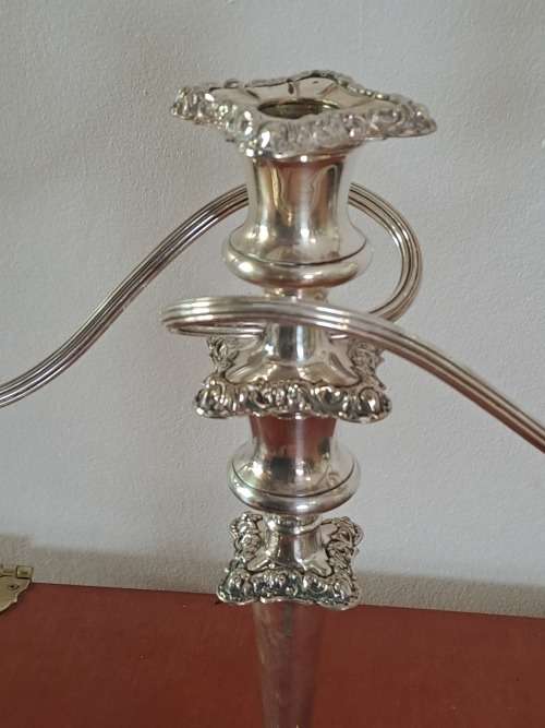 Large  Antique/ Vintage silver Plated 3 Tier Candleabra 375mmx355mm