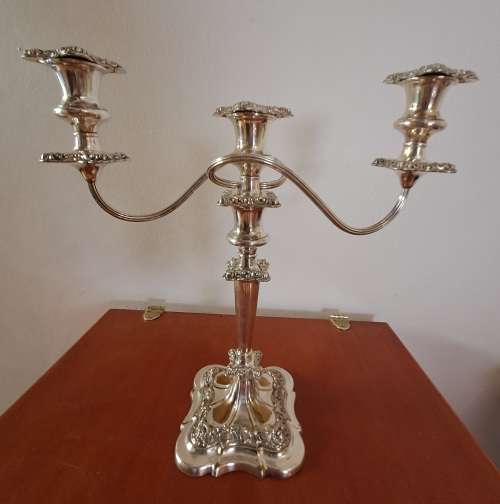 Large  Antique/ Vintage silver Plated 3 Tier Candleabra 375mmx355mm