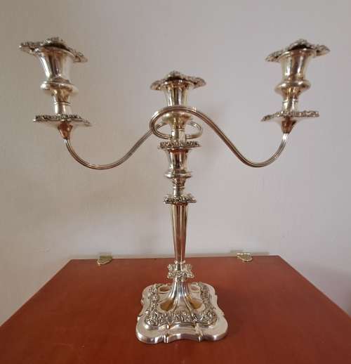 Large  Antique/ Vintage silver Plated 3 Tier Candleabra 375mmx355mm