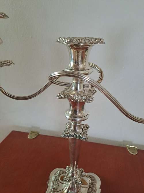 Large  Antique/ Vintage silver Plated 3 Tier Candleabra 375mmx355mm