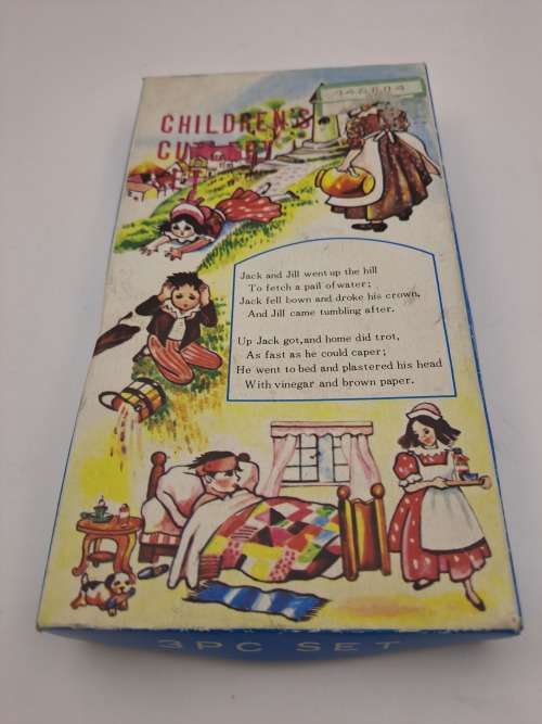 3pc 1980`s Childrens First Cutlery set - Boxed - Jack & Jill -Stainless steel Japan
