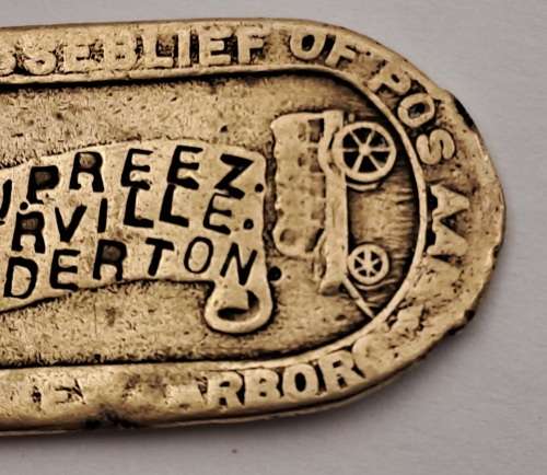 1940`s Brass Railway/Postal Key or luggage tag engraved J.C du Preez Meyerville Standerton  -
