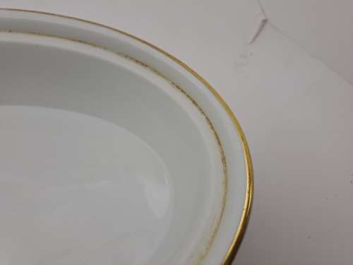 Vintage Royal Worcester Porcelain Gold Handle Casserole Baking Dish with lid shape 21 size 2 (used)
