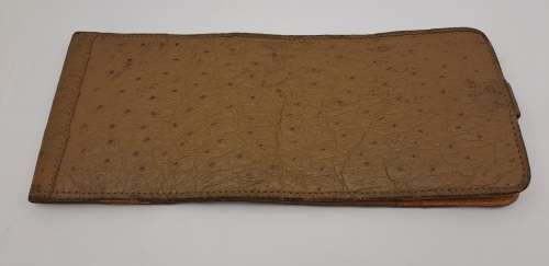 Vintage Genuine Ostrich Leather Cheque Book Holder 92x44mm