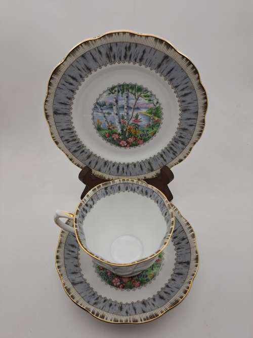 Vintage Royal Albert SILVER BIRCH Tea Trio Bone China England (3 Available)