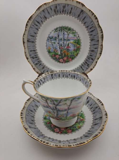Vintage Royal Albert SILVER BIRCH Tea Trio Bone China England (3 Available)
