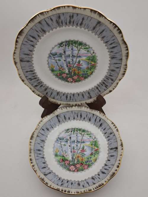 Vintage Royal Albert SILVER BIRCH Tea Trio Bone China England (3 Available)