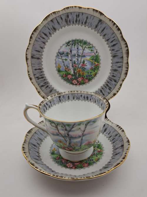 Vintage Royal Albert SILVER BIRCH Tea Trio Bone China England (3 Available)