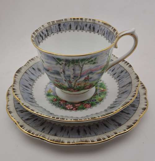 Vintage Royal Albert SILVER BIRCH Tea Trio Bone China England (3 Available)