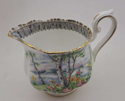 Vintage Royal Albert SILVER BIRCH Tea Creamer Bone China England 100x122x80mm