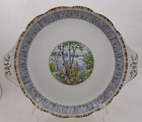 Vintage Royal Albert SILVER BIRCH Cake Plate  Bone China England 21mmx265mmx230mm