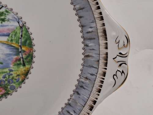 Vintage Royal Albert SILVER BIRCH Cake Plate  Bone China England 21mmx265mmx230mm