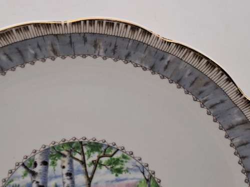 Vintage Royal Albert SILVER BIRCH Cake Plate  Bone China England 21mmx265mmx230mm