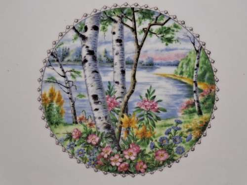 Vintage Royal Albert SILVER BIRCH Cake Plate  Bone China England 21mmx265mmx230mm