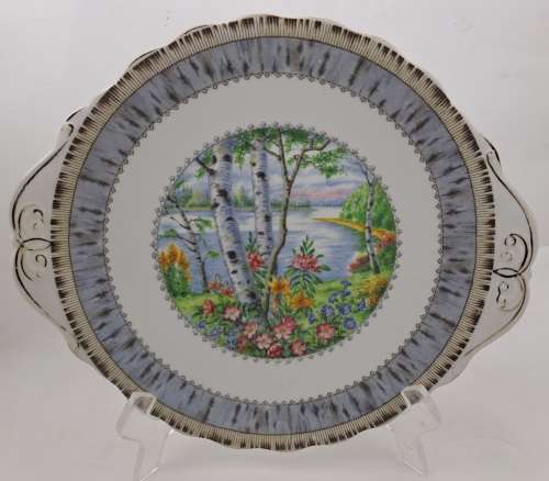 Vintage Royal Albert SILVER BIRCH Cake Plate  Bone China England 251mm