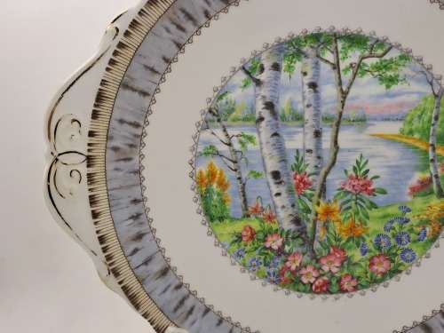 Vintage Royal Albert SILVER BIRCH Cake Plate  Bone China England 251mm