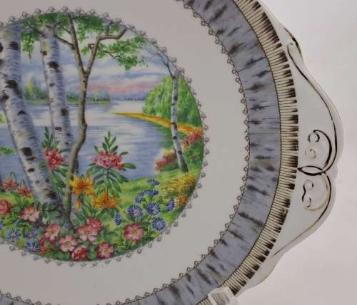Vintage Royal Albert SILVER BIRCH Cake Plate  Bone China England 251mm
