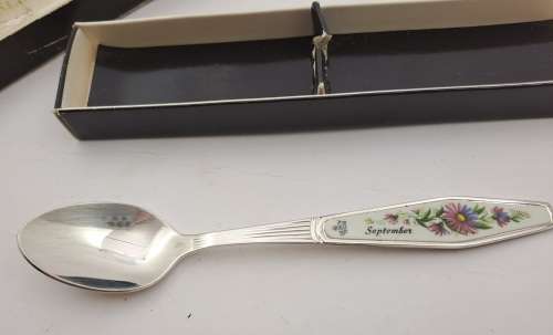 Royal Albert `September`  Silver Plated Teaspoon with Porcelain -in Box  125mm