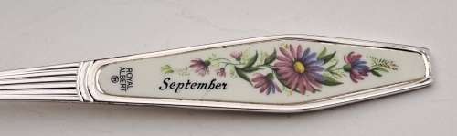 Royal Albert `September`  Silver Plated Teaspoon with Porcelain -in Box  125mm