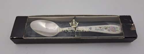 Royal Albert `September`  Silver Plated Teaspoon with Porcelain -in Box  125mm