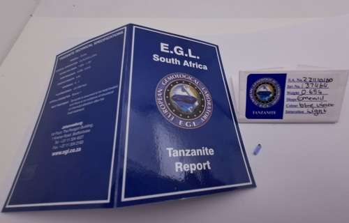 E.G.L Certified 0,654ct Natural Tanzanite -Emerald-Blue-Violet,Light,-full report -in Capsule