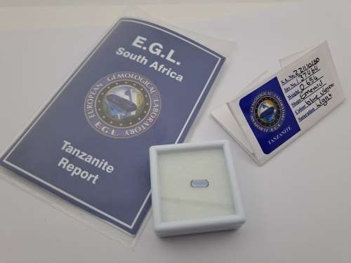 E.G.L Certified 0,654ct Natural Tanzanite -Emerald-Blue-Violet,Light,-full report -in Capsule