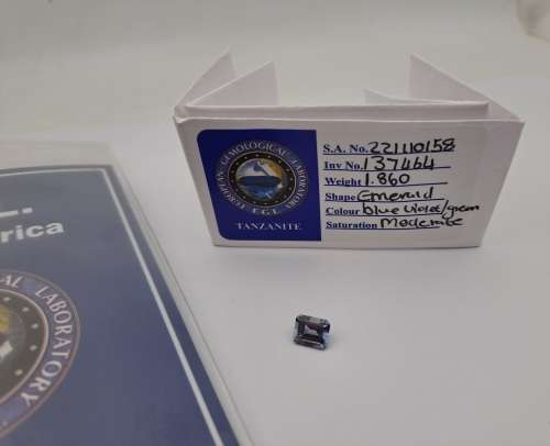 E.G.L Certified 1,860 ct Natural Tanzanite -Emerald-Blue-Violet/green,-full report -in Capsule