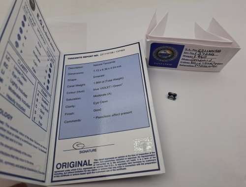 E.G.L Certified 1,860 ct Natural Tanzanite -Emerald-Blue-Violet/green,-full report -in Capsule