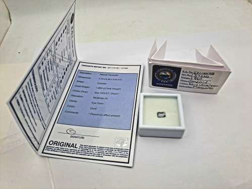 E.G.L Certified 1,860 ct Natural Tanzanite -Emerald-Blue-Violet/green,-full report -in Capsule