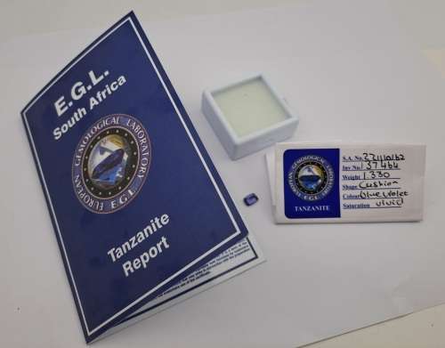 E.G.L Certified 1,330 ct Natural Tanzanite -Cushion -Blue-Violet Vivid AAA,-full report -in Capsule